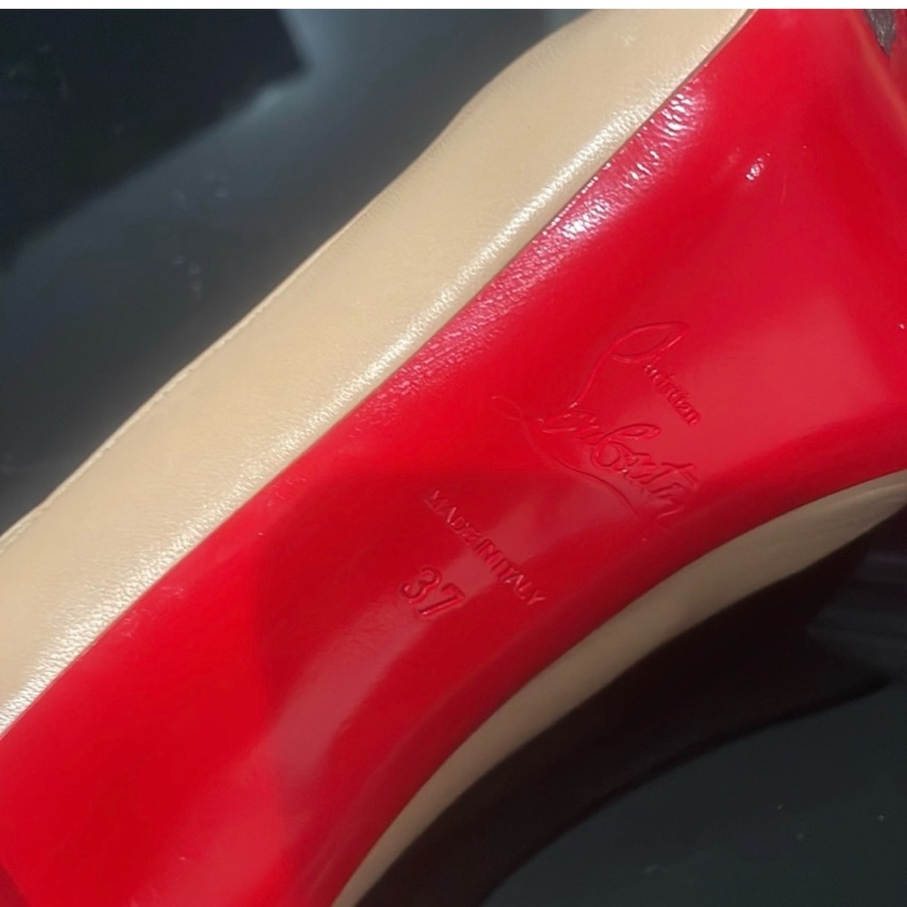 Christian Louboutin Beige Peep-Toe Leather Pumps - Picture 3 of 6